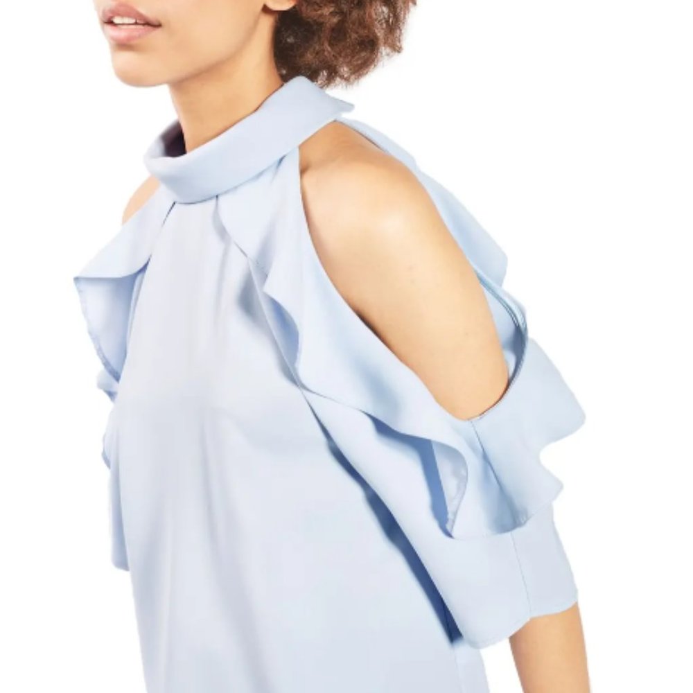 NWT TOPSHOP Ruffle Cold Shoulder Blouse